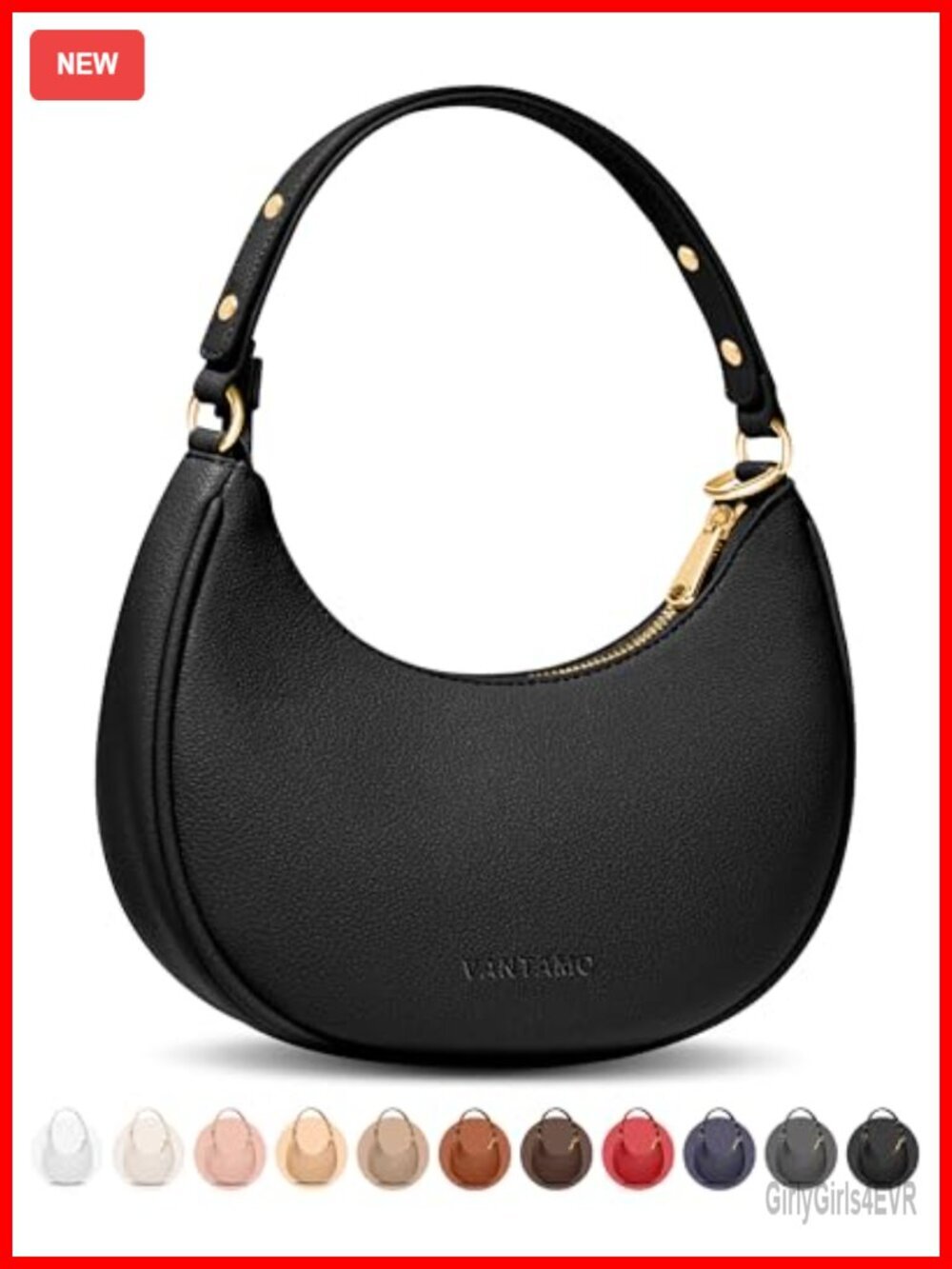 Half Moon Clutch Purse with RFID Protection and Anti-Theft Clip